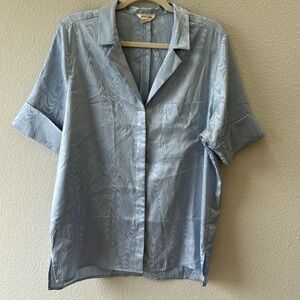 Open Edit Women’s Relaxed Satin Camp Shirt Size Small
